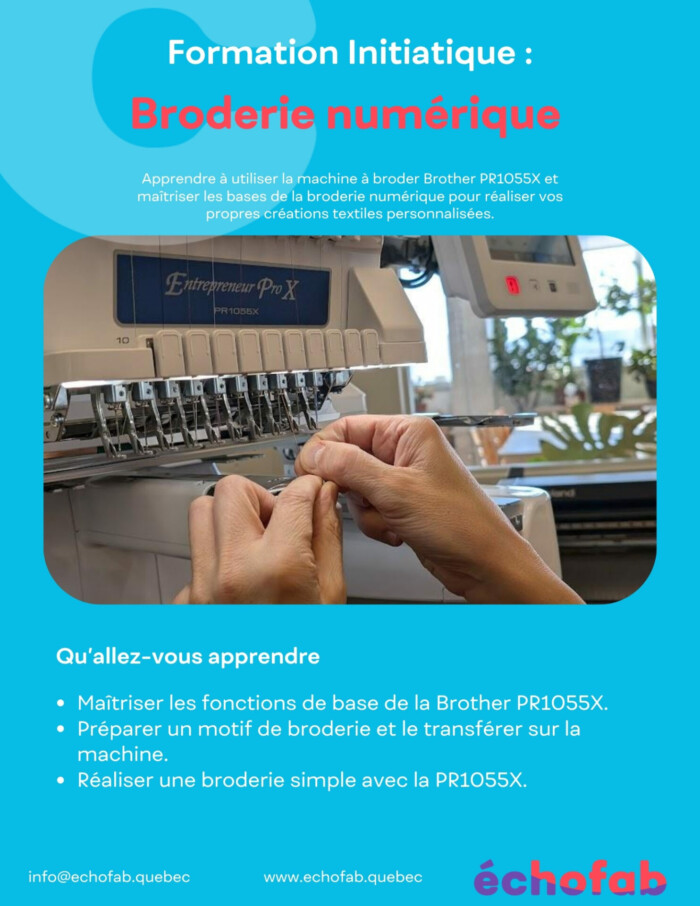 Formation broderie numérique 101 (2 heures et 15 minutes)